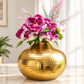 ALUMINIUM HAMMERED DECORATIVE VASE GOLDEN FINISH