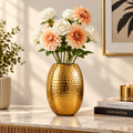 Gold Hammered Aluminum Decorative Vase