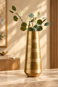 Golden Hammered Aluminium Decorative Vase