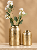 ALUMINIUM EMBOSSED VASES  GOLD ANTIQUE
