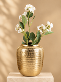 ALUMINIUM EMBOSSED VASE GOLDEN ANTIQUE