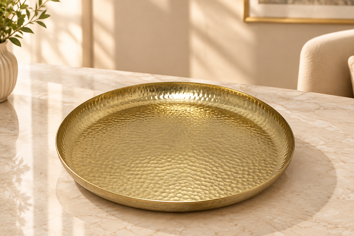 Golden Hammered Aluminium Tray