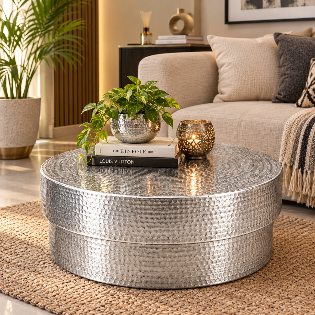ALUMINIUM HAMMERED COFFE TABLE