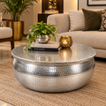 ALUMINIUM HAMMERED ROUND COFFEE TABLE