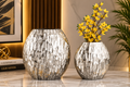 Silver Textured Aluminum Decorative Vase Set